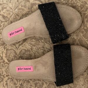 Betsey Johnson "Fizzle" Women's Black Beaded Mules - 6.5M